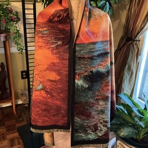 Autumn Beach Sunset Scarf